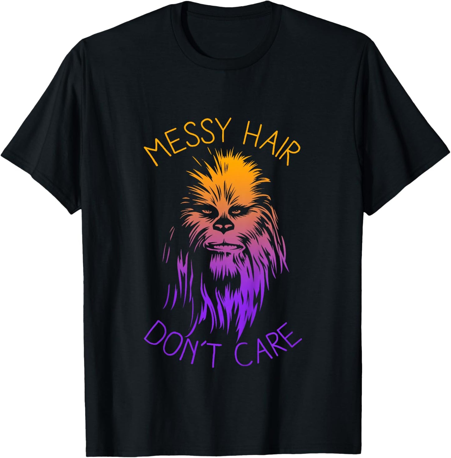 Kids Star Wars Classic Rainbow Chewbacca Messy Hair Don't Care T-Shirt - T-Shirt | Black
