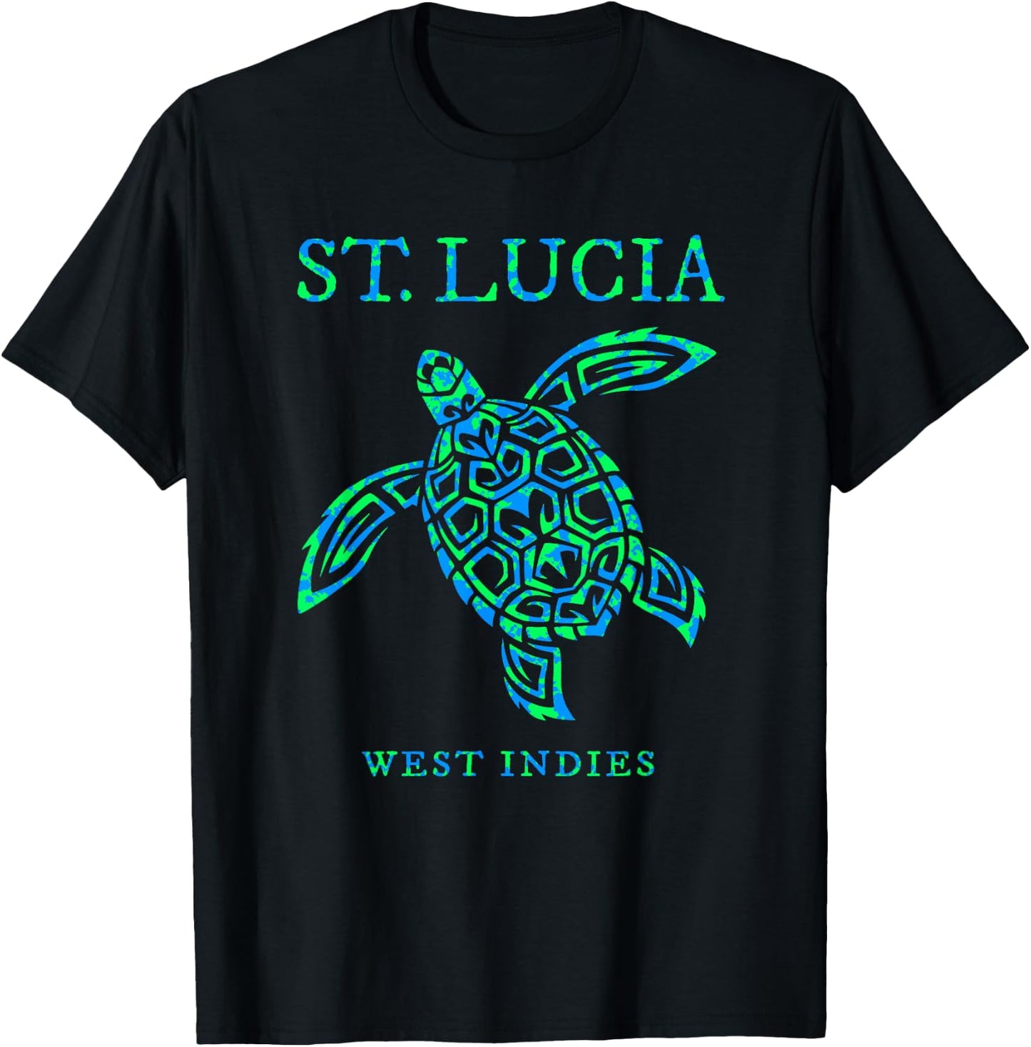 St Lucia Sea Turtle Boys Girls Toddler Colorful Souvenir T-Shirt - T-Shirt | Black