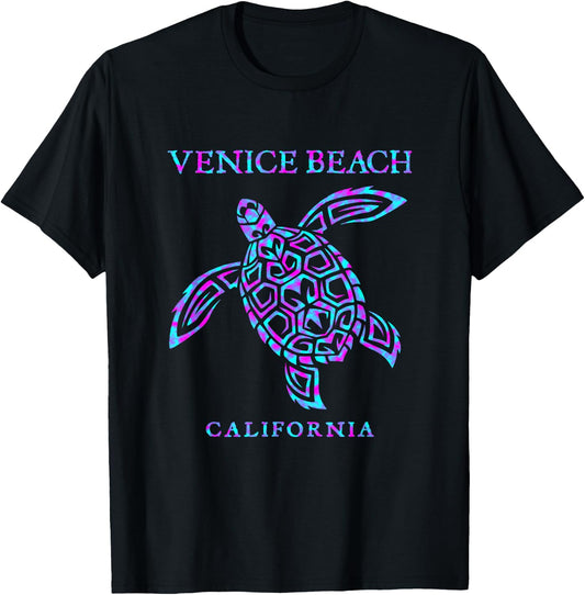 Venice Beach California Sea Turtle Travel Souvenir T-Shirt - T-Shirt | Black