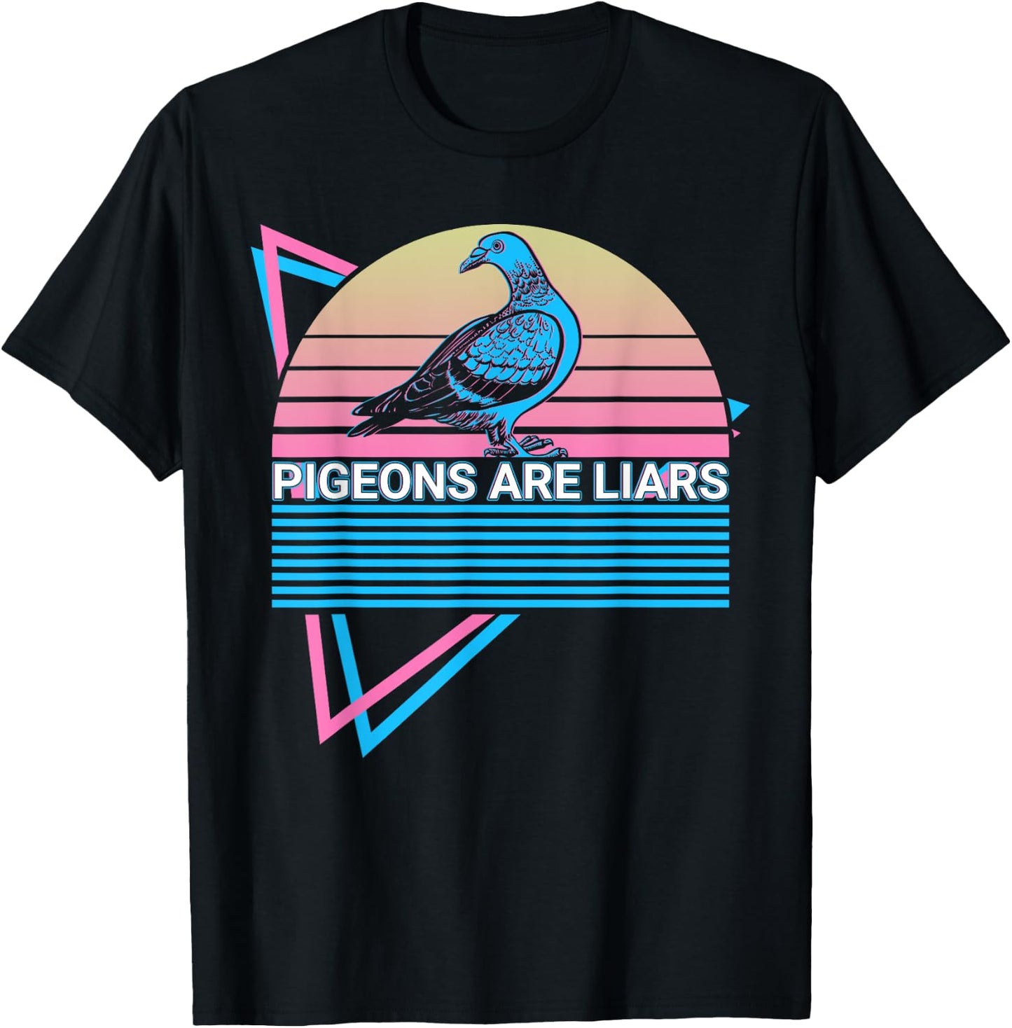 Pigeons Are Liars Pigeons Are Liars Retro T-Shirt - T-Shirt | Black