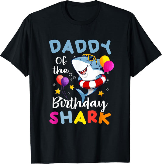 Daddy of the Shark Birthday Dad Matching Family Father Dada T-Shirt - T-Shirt | Black