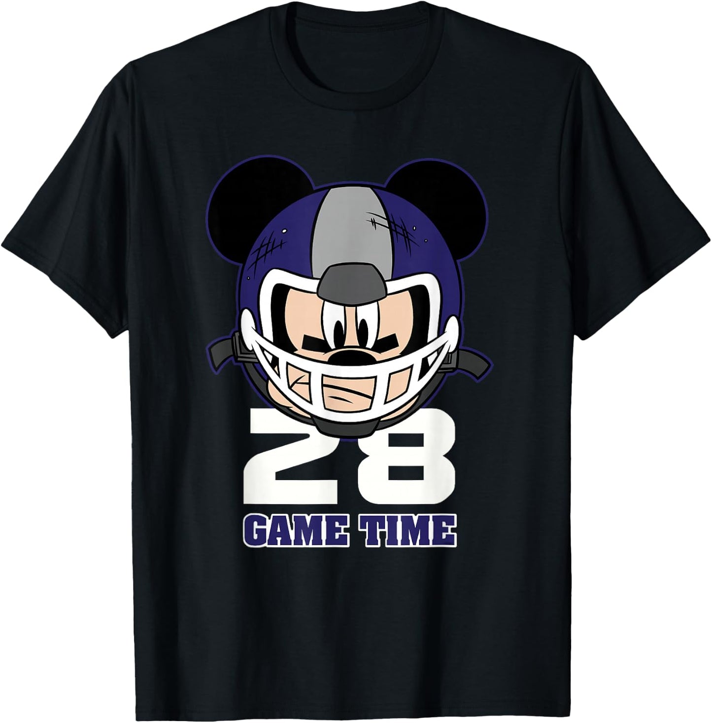 Disney Mickey Mouse Football #28 Game Time Sports T-Shirt - T-Shirt | Black