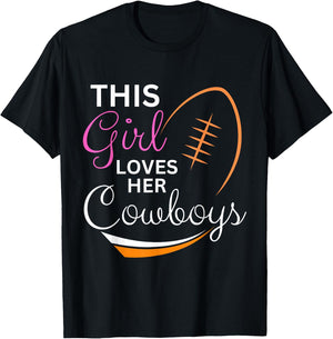 This Girl Loves Her Cowboy Cute Texas Dallas T-Shirt - T-Shirt | Black