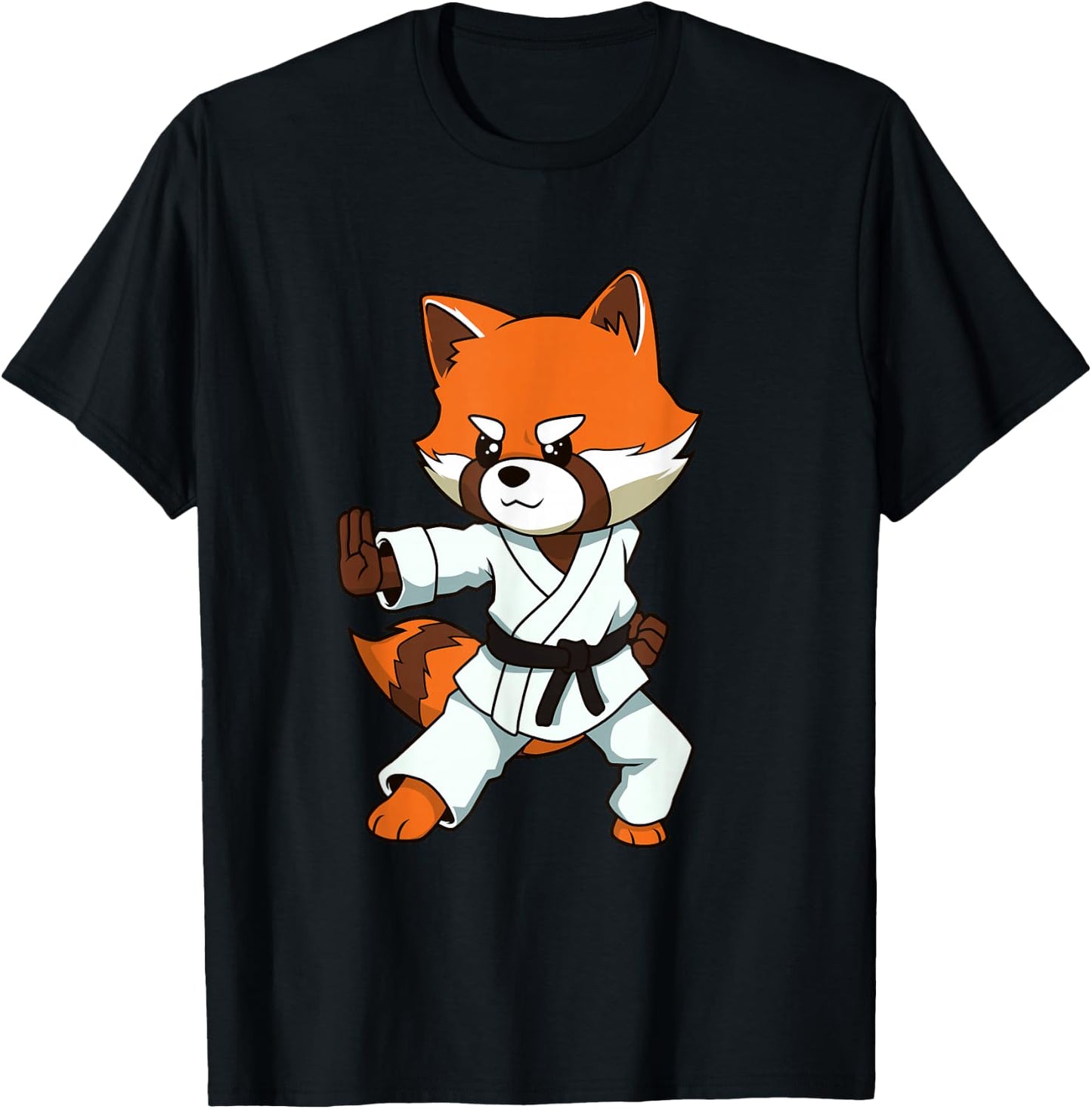 Comic Red Panda Makes Karate T-Shirt - T-Shirt | Black