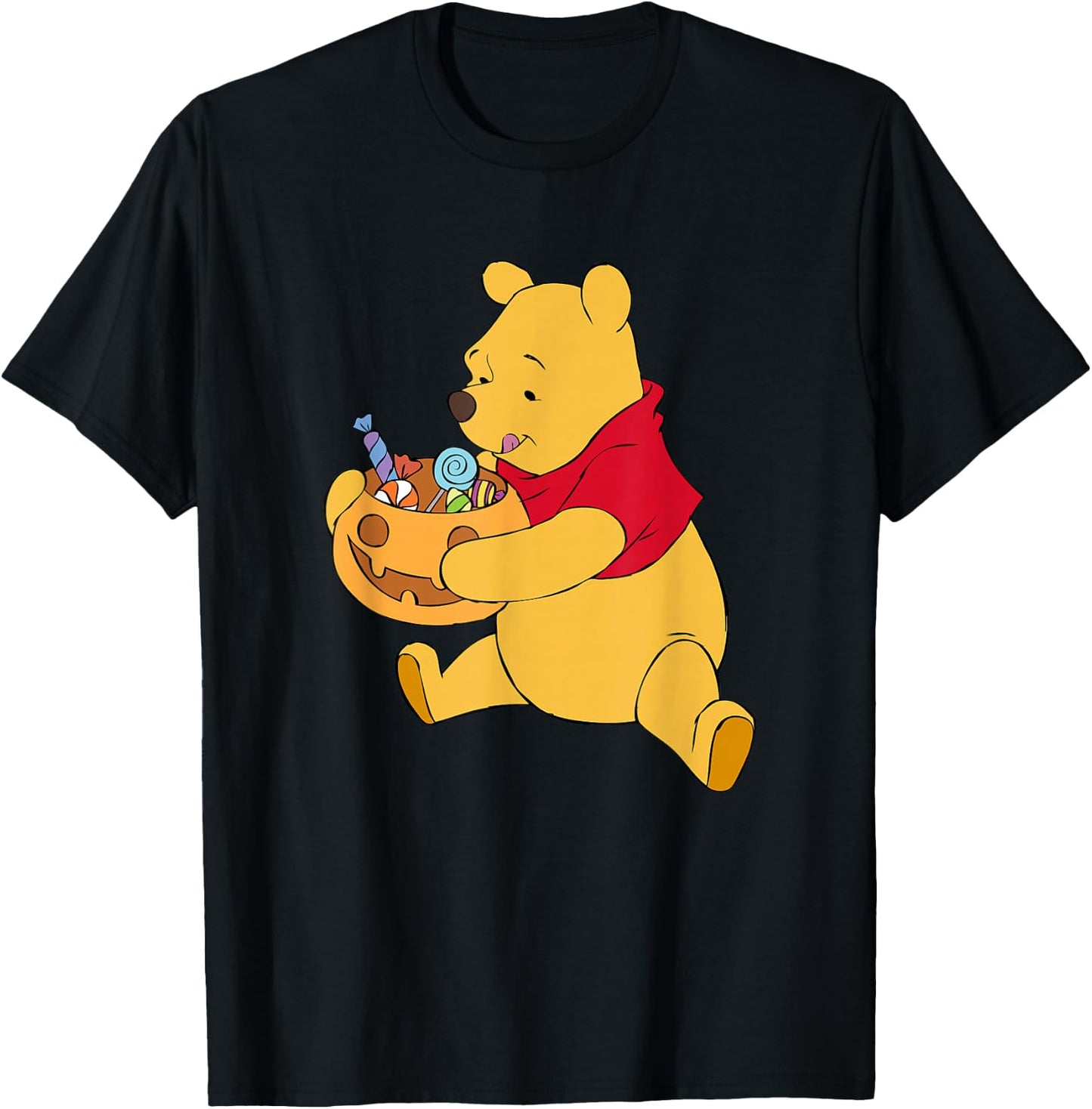 Disney Winnie The Pooh Halloween Pumpkin Candy Bowl T-Shirt - T-Shirt | Black