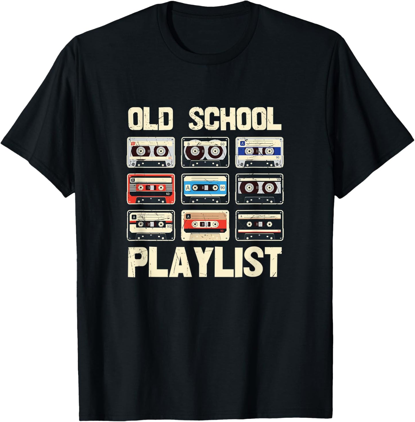 Old School Playlist Cassette Tapes 80s 90's Theme Party T-Shirt - T-Shirt | Black