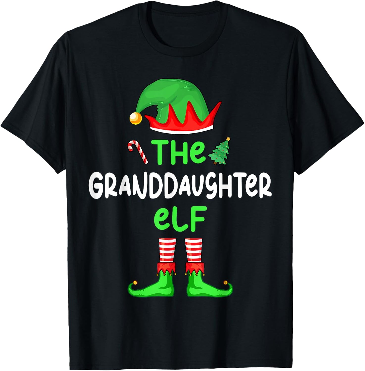 I'm The Granddaughter Elf Christmas Family Matching Pajama T-Shirt - T-Shirt | Black