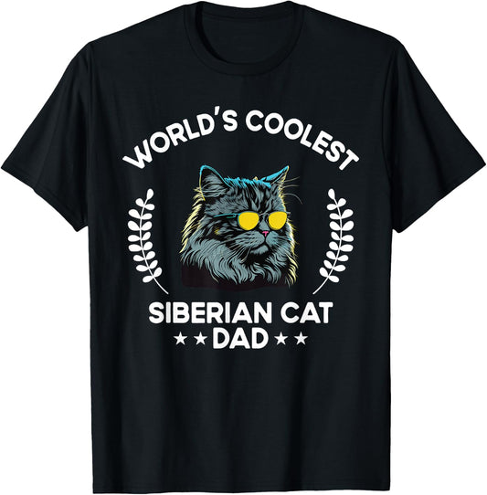 World's Coolest Dog Dad Papa - Men Siberian Cat T-Shirt - T-Shirt | Black