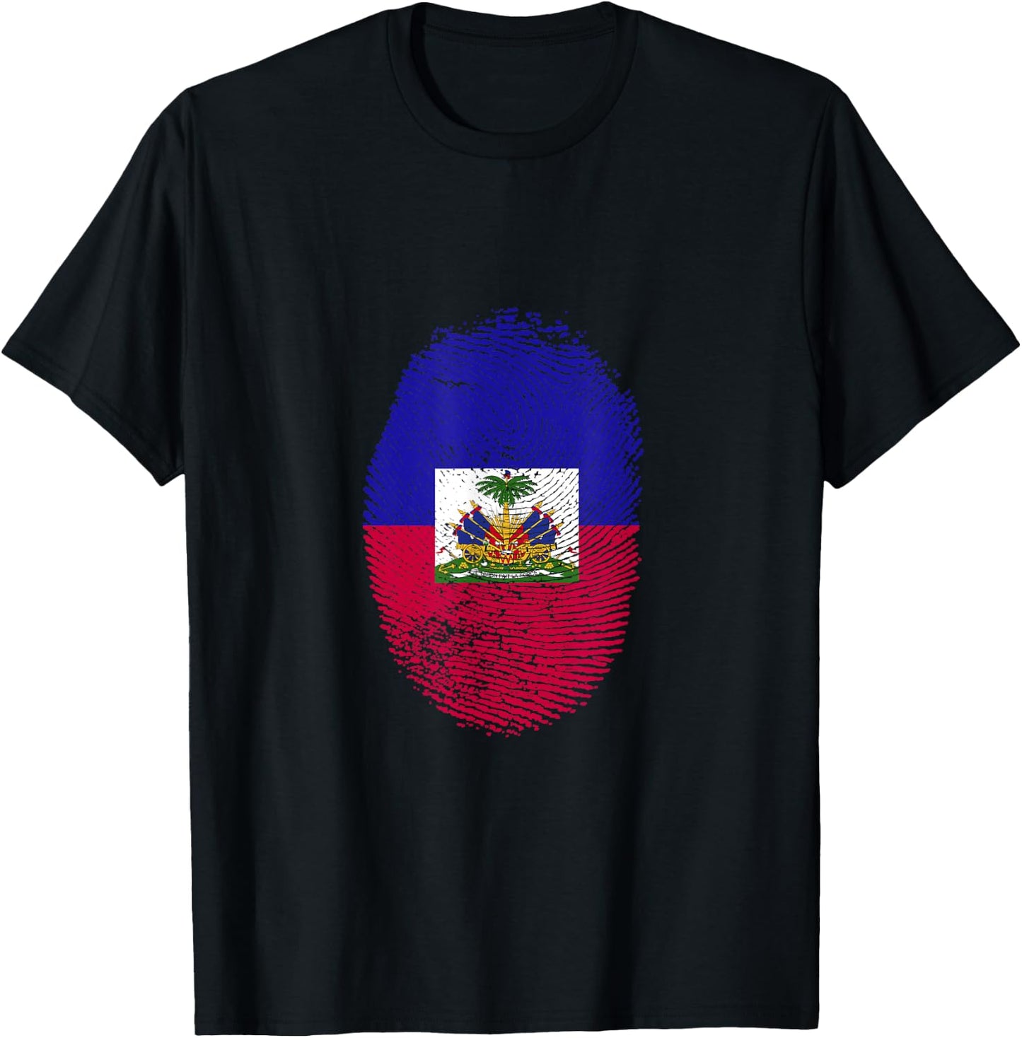 Haiti Flag Fingerprint Proud Haitians Men Women Kids DNA T-Shirt - T-Shirt | Black