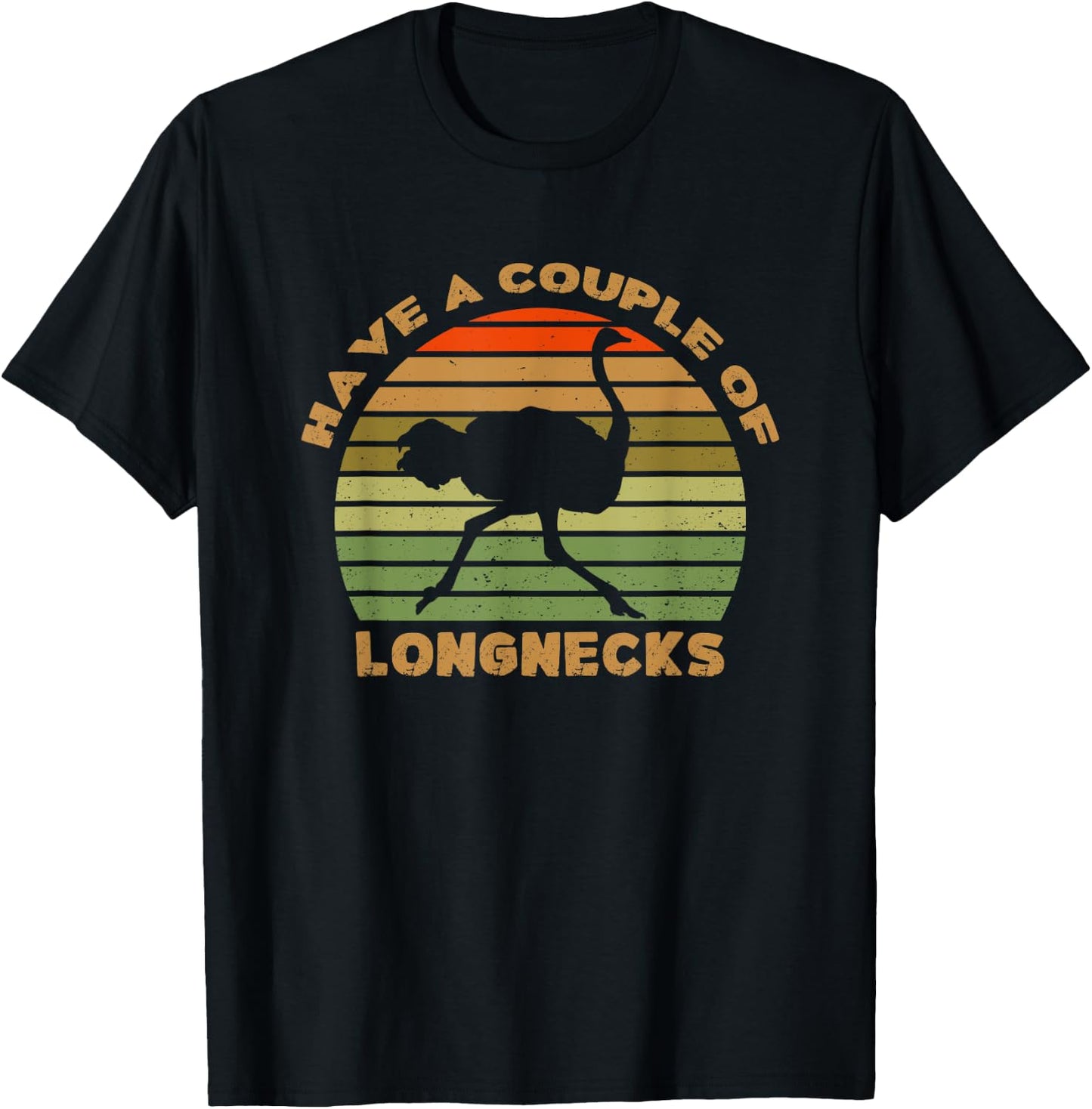 Ostrich Have A Couple Of Long Necks Vintage T-Shirt - T-Shirt | Black