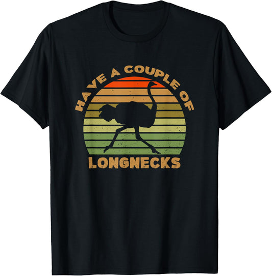 Ostrich Have A Couple Of Long Necks Vintage T-Shirt - T-Shirt | Black