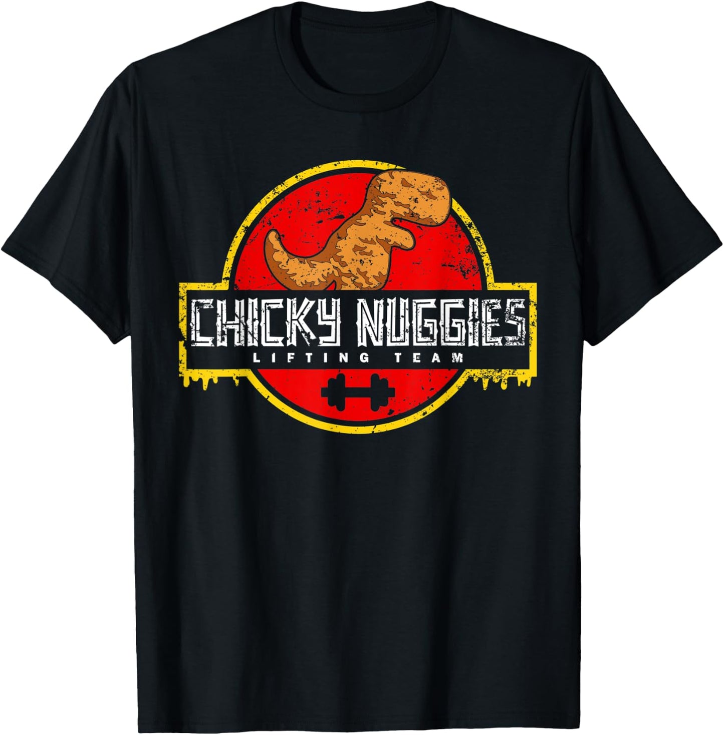 Chicky Nuggies Lifting Team Chicken Nugget Lover Distressed T-Shirt - T-Shirt | Black
