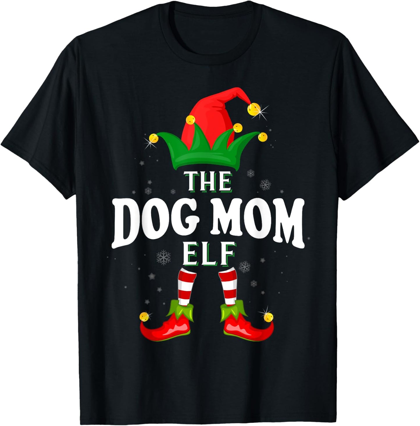 Xmas Dog mom Elf Family Matching Christmas Pajama T-Shirt - T-Shirt | Black