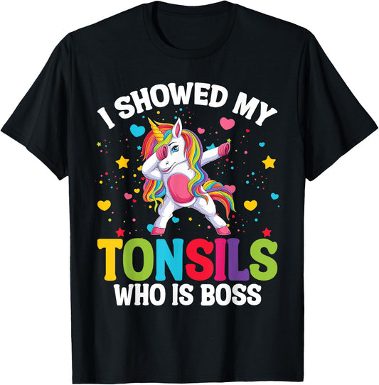 Tonsillectomy Recovery Kids Unicorn Tonsil Removal Surgery T-Shirt - T-Shirt | Black