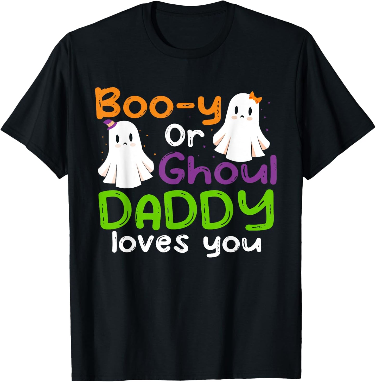 Halloween Booy Or Ghoul Daddy Gender Reveal baby shower T-Shirt - T-Shirt | Black
