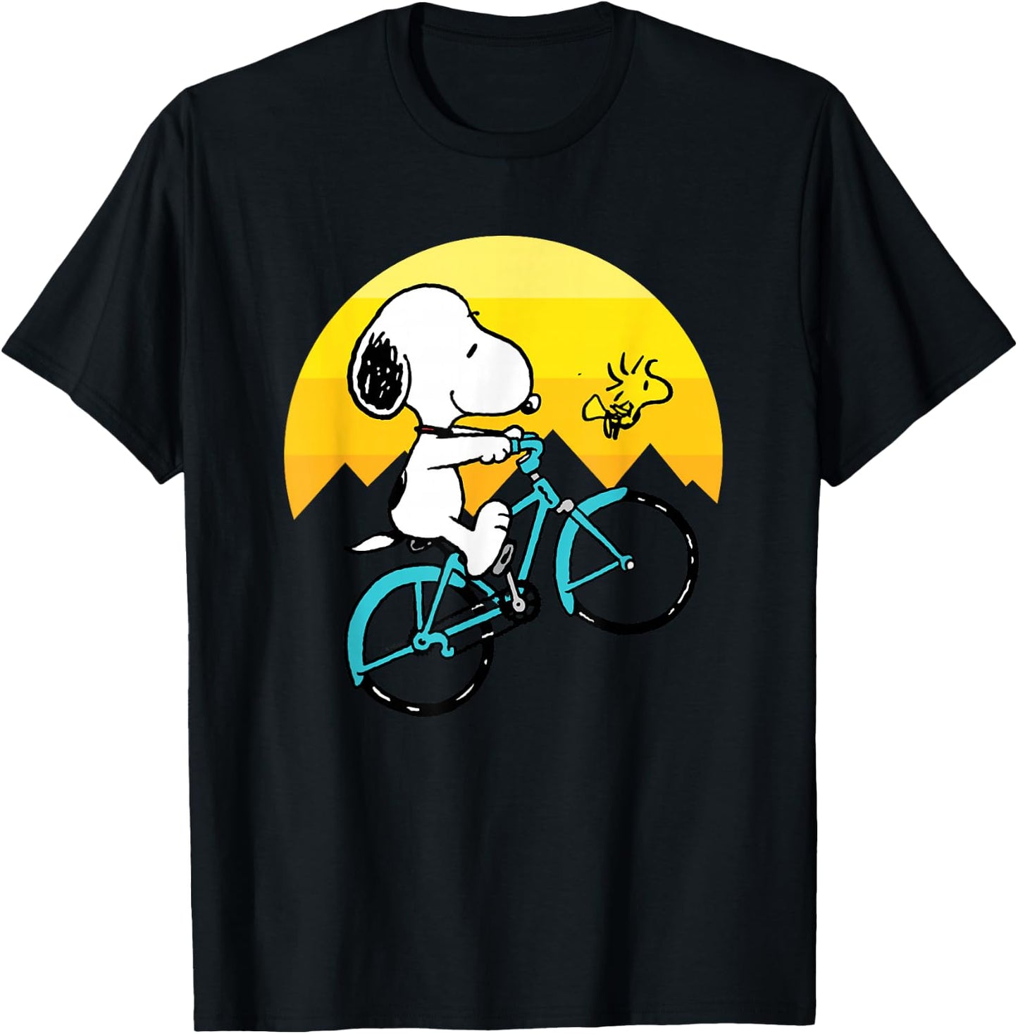 Peanuts - Snoopy Woodstock Mountain Biking T-Shirt - T-Shirt | Black