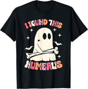 I Found This Humerus Funny Ghost Spooky Season Halloween T-Shirt - T-Shirt | Black