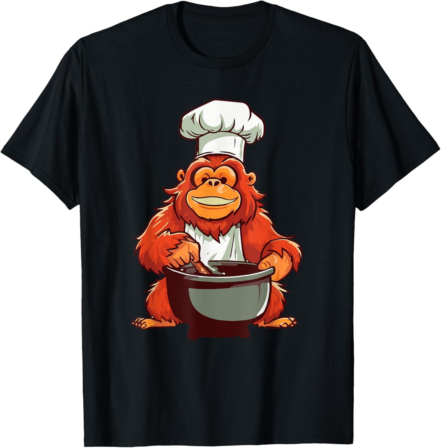 Orangutans Hobby Chef Cooking Monkey Jungle T-Shirt - T-Shirt | Black