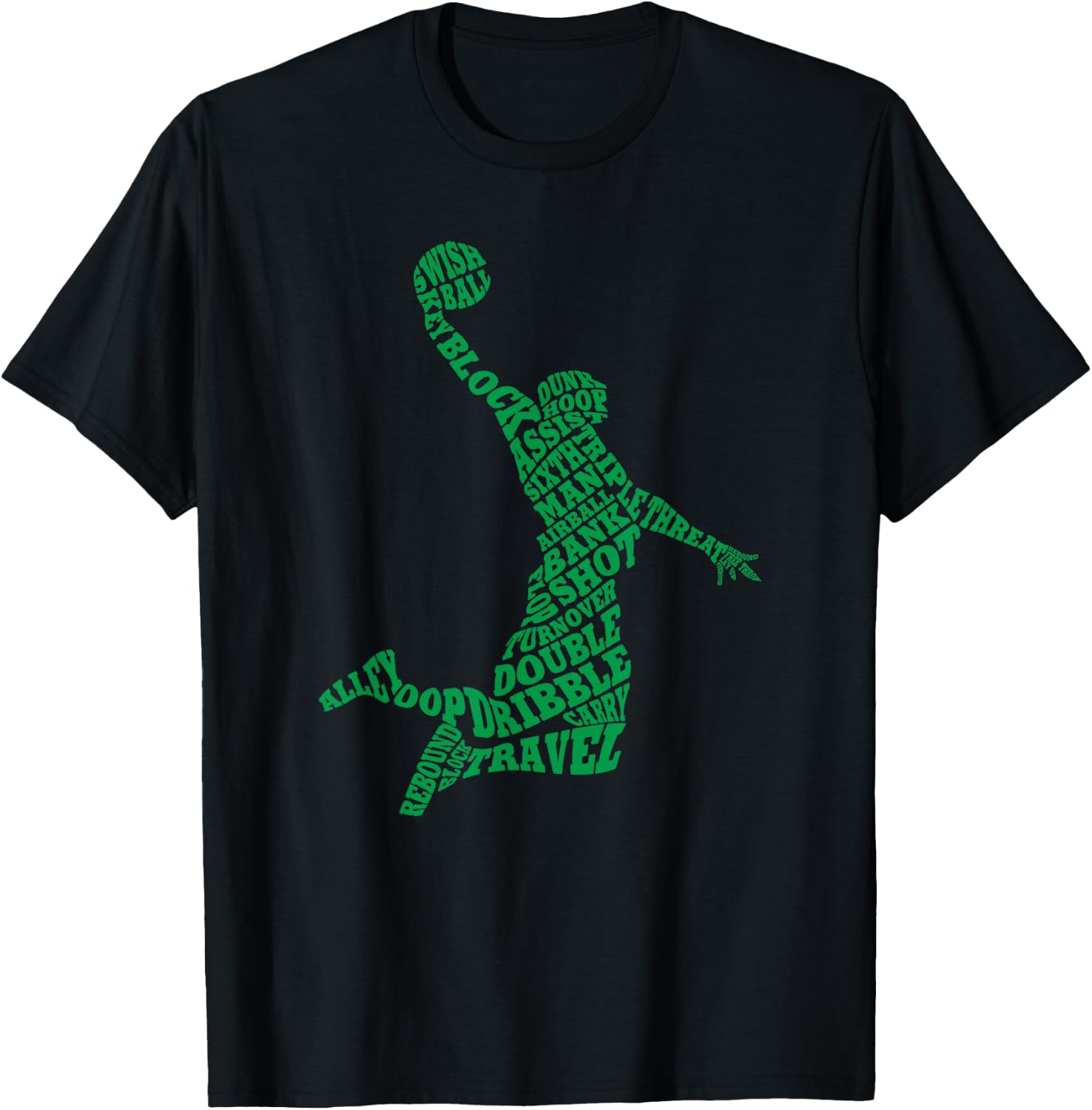 Basketball Player Typography Word Art T-Shirt - T-Shirt | Black