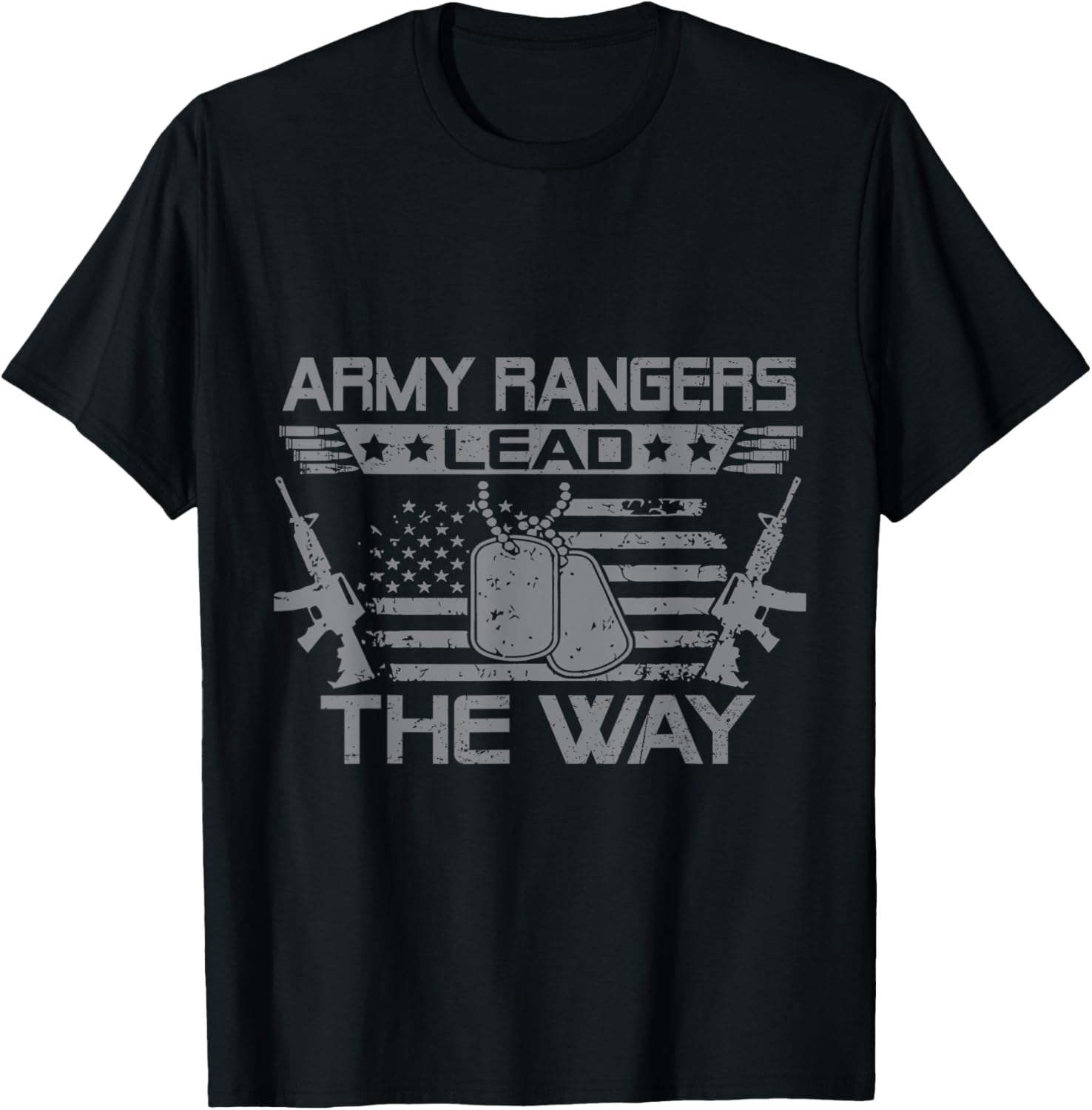 Army Ranger Lead The Way US Veteran Flag American USA T-Shirt - T-Shirt | Black