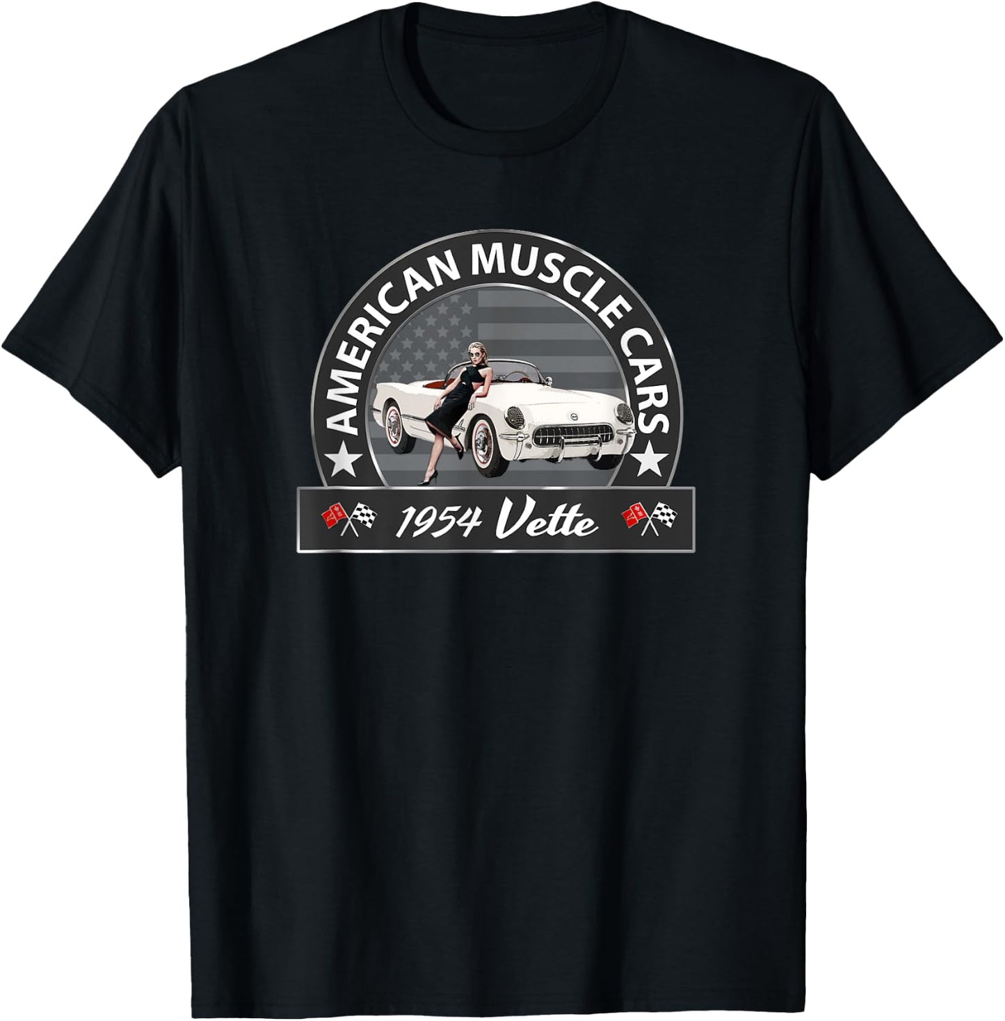 CLASSIC CARS, 1954 VETTE, ICONIC, VINTAGE SPORTS CARS, 1950s T-Shirt - T-Shirt | Black