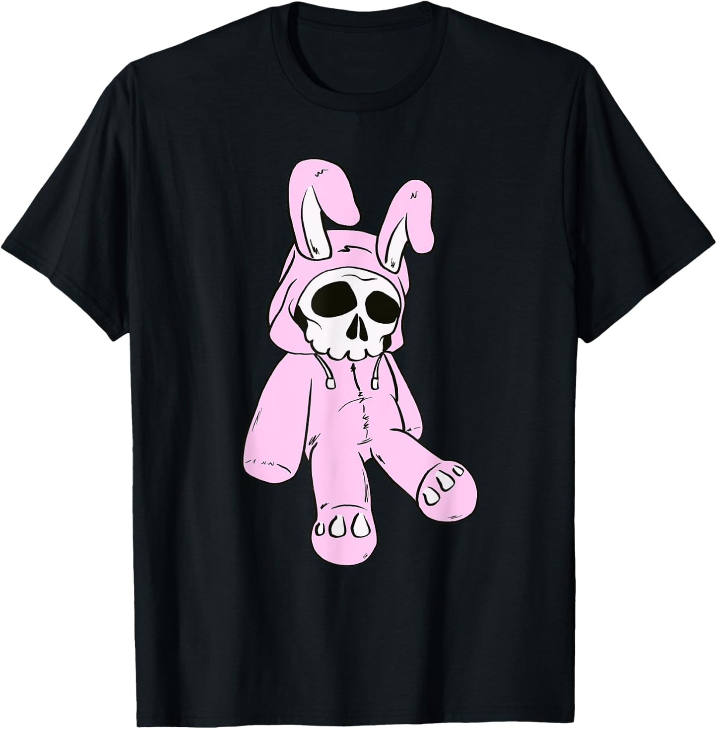 Skull Bunny Pink Dead Bunny Costume Skeleton Manga Rabbit T-Shirt - T-Shirt | Black