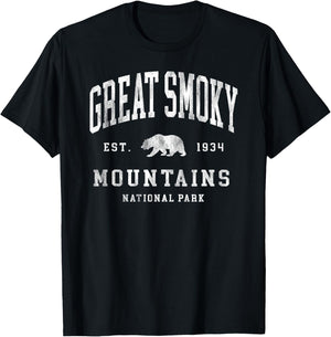 Retro Great Smoky Mountains National Park Hiking T-Shirt - T-Shirt | Black