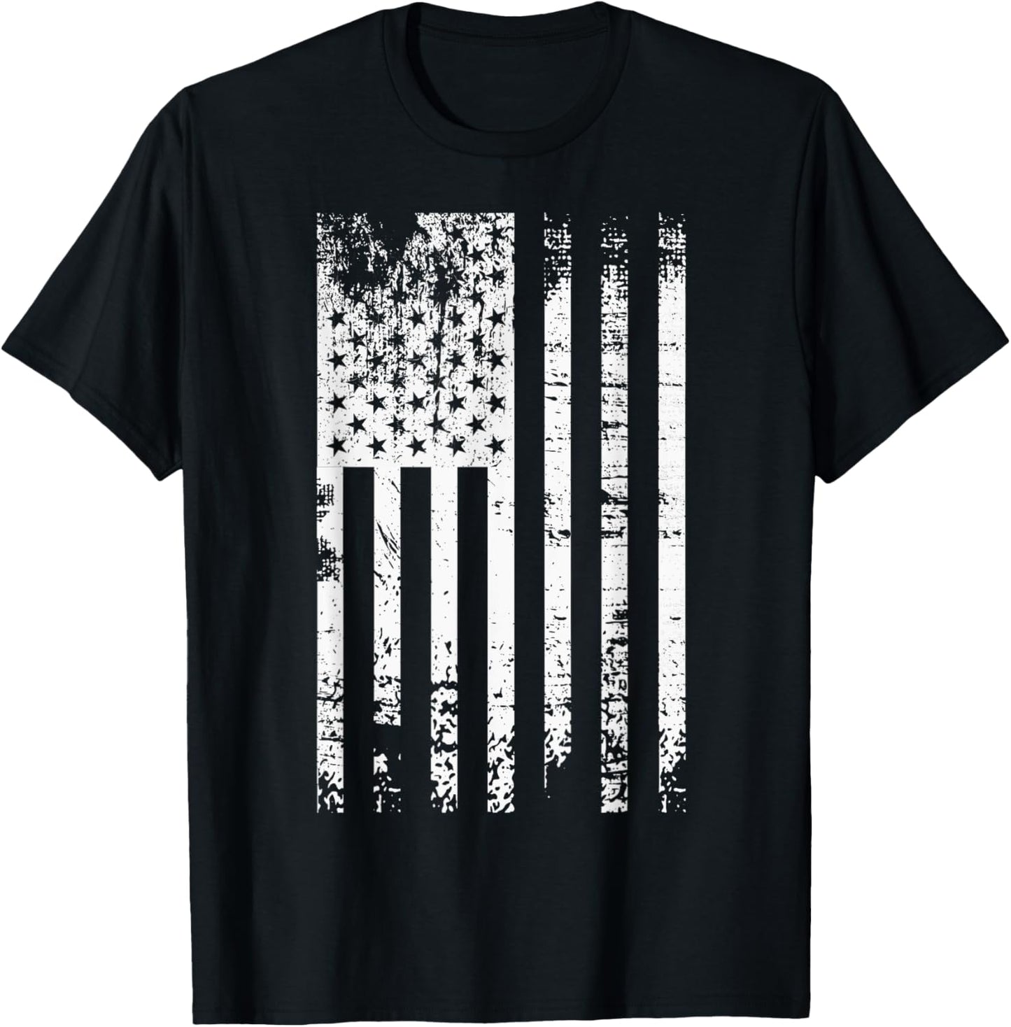 Black & White Flag | Vintage Patriotic USA American Flag Women Kids Men T-Shirt - T-Shirt | Black
