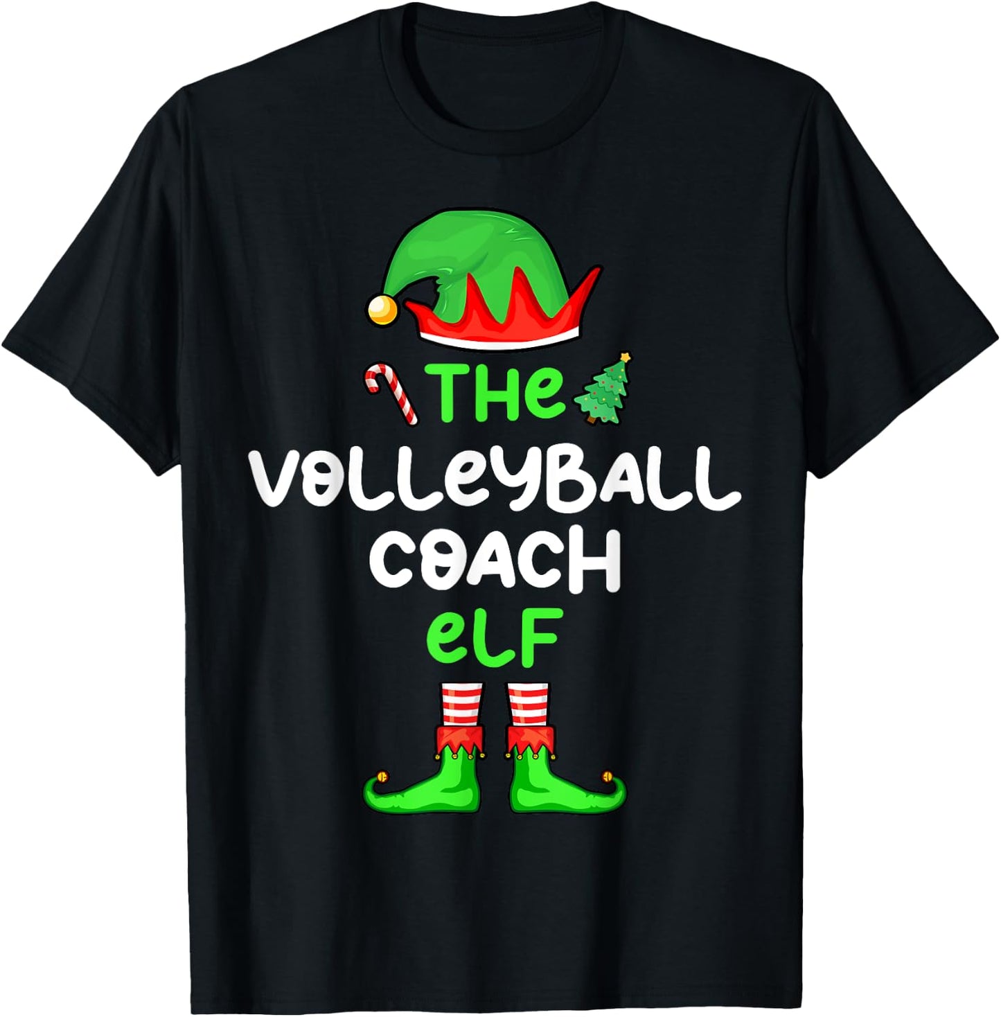 I'm The Volleyball Coach Elf Christmas Matching Pajama T-Shirt - T-Shirt | Black