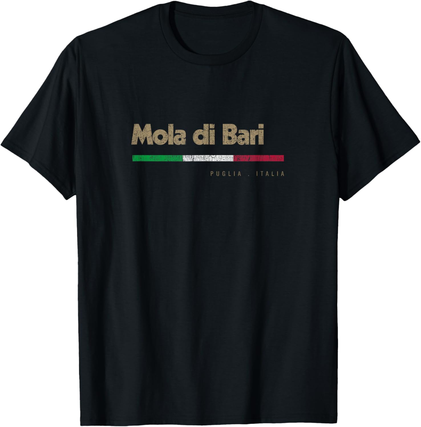 Mola di Bari Italian City Retro Italy Flag T-Shirt - T-Shirt | Black