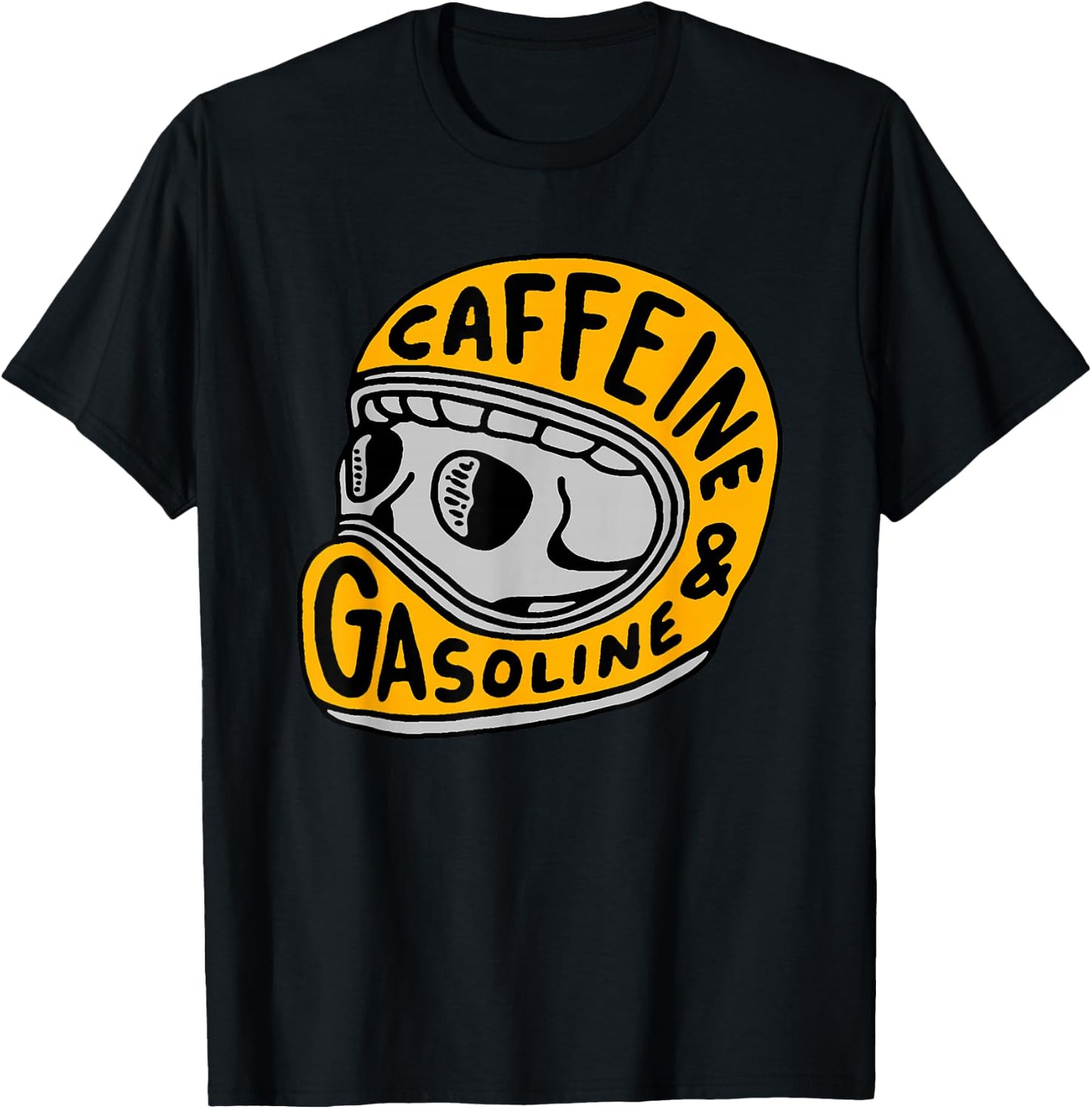 Caffeine and Gasoline Black Motorcycle Themed , -Adults, Small T-Shirt - T-Shirt | Black
