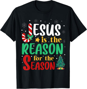 Jesus Is The Reason For The Season Christmas Christian T-Shirt - T-Shirt | Black