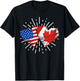 Canada USA Friendship Heart With Flags Matching T-Shirt - T-Shirt | Black