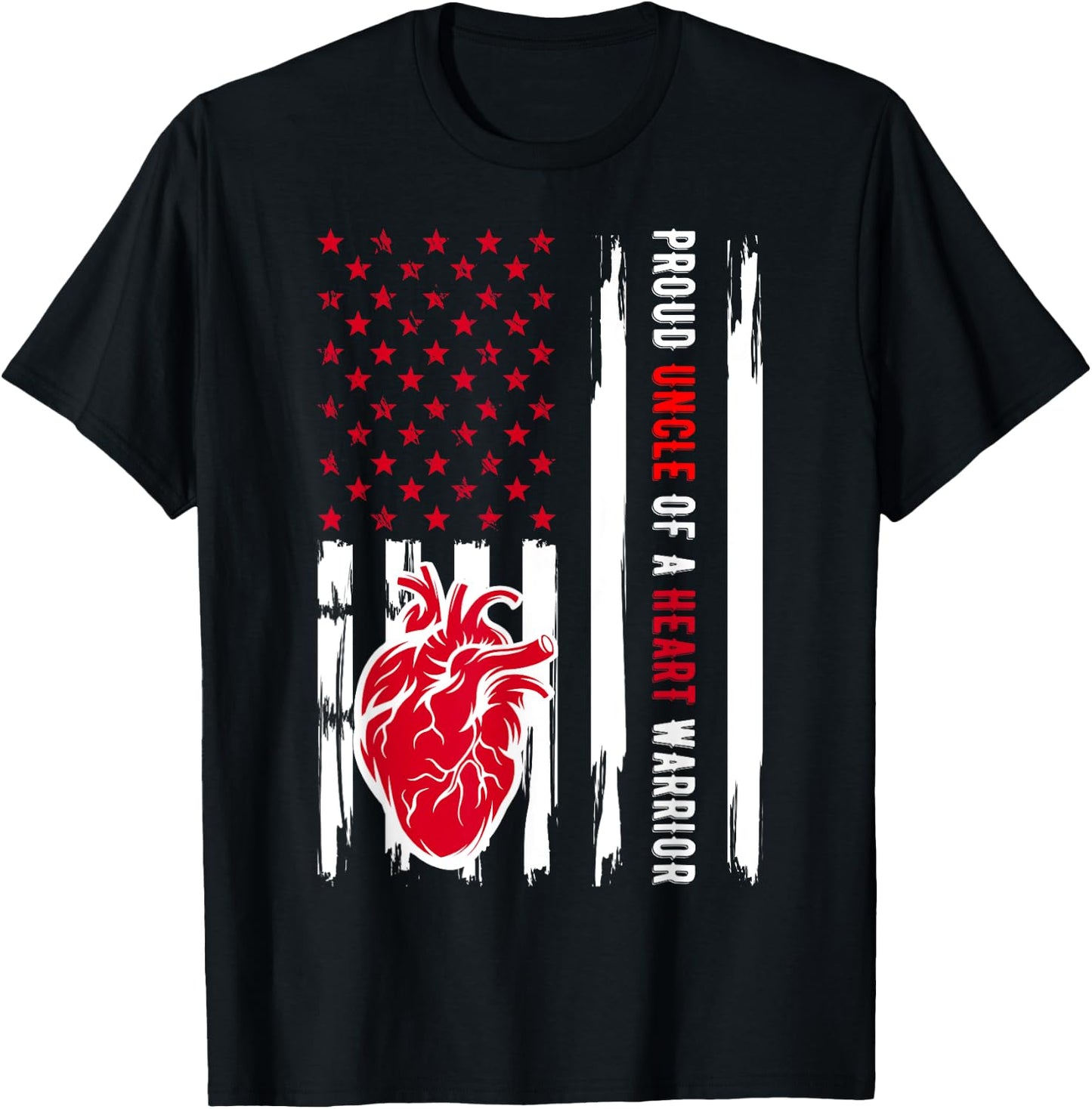Proud Uncle Of A Heart Warrior CHD Awareness T-Shirt - T-Shirt | Black