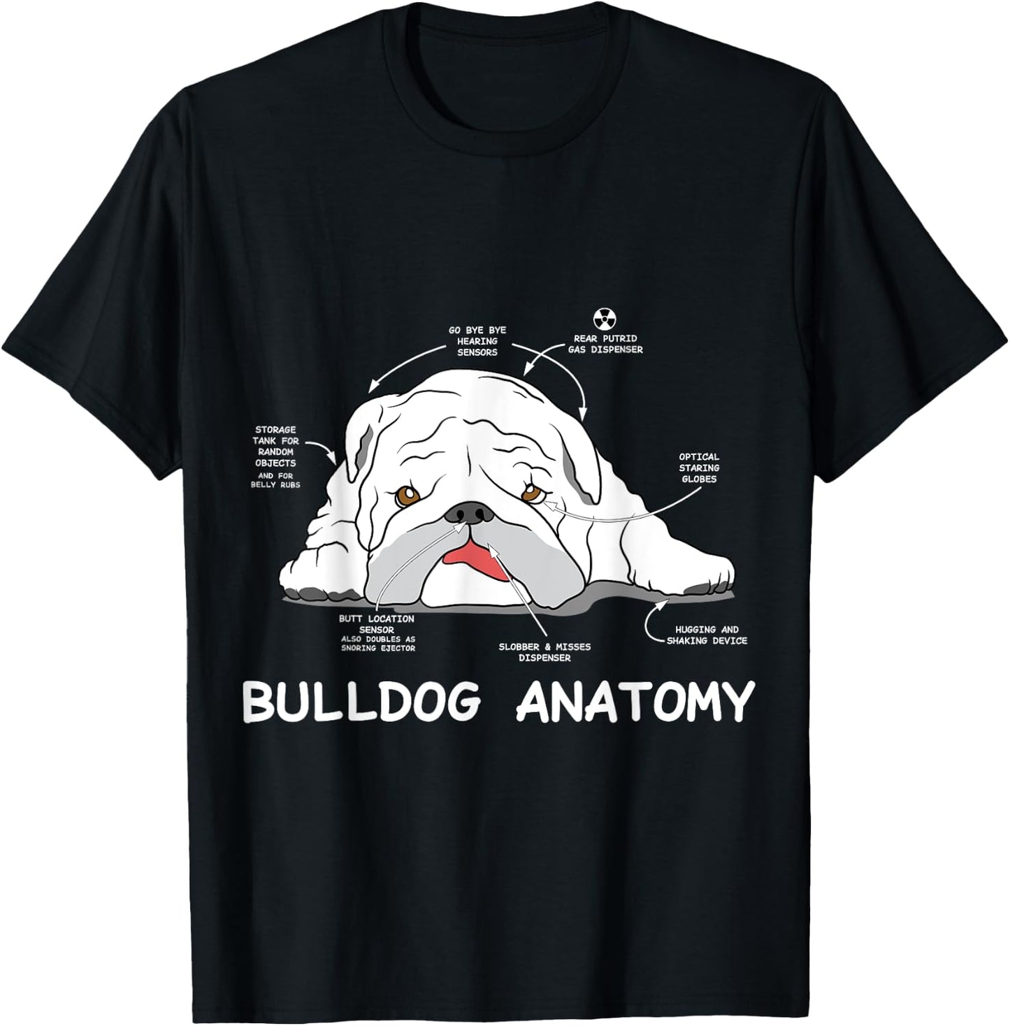 English Bulldog Anatomy Bully Dog Pet Owners Men Women Kids T-Shirt - T-Shirt | Black