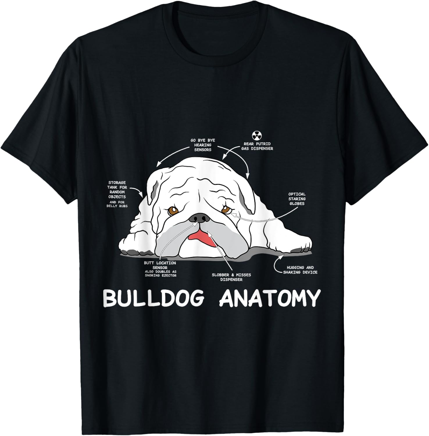 English Bulldog Anatomy Bully Dog Pet Owners Men Women Kids T-Shirt - T-Shirt | Black