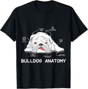 English Bulldog Anatomy Bully Dog Pet Owners Men Women Kids T-Shirt - T-Shirt | Black