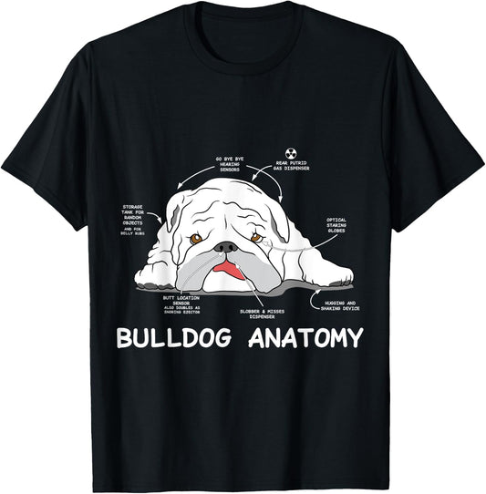 English Bulldog Anatomy Bully Dog Pet Owners Men Women Kids T-Shirt - T-Shirt | Black