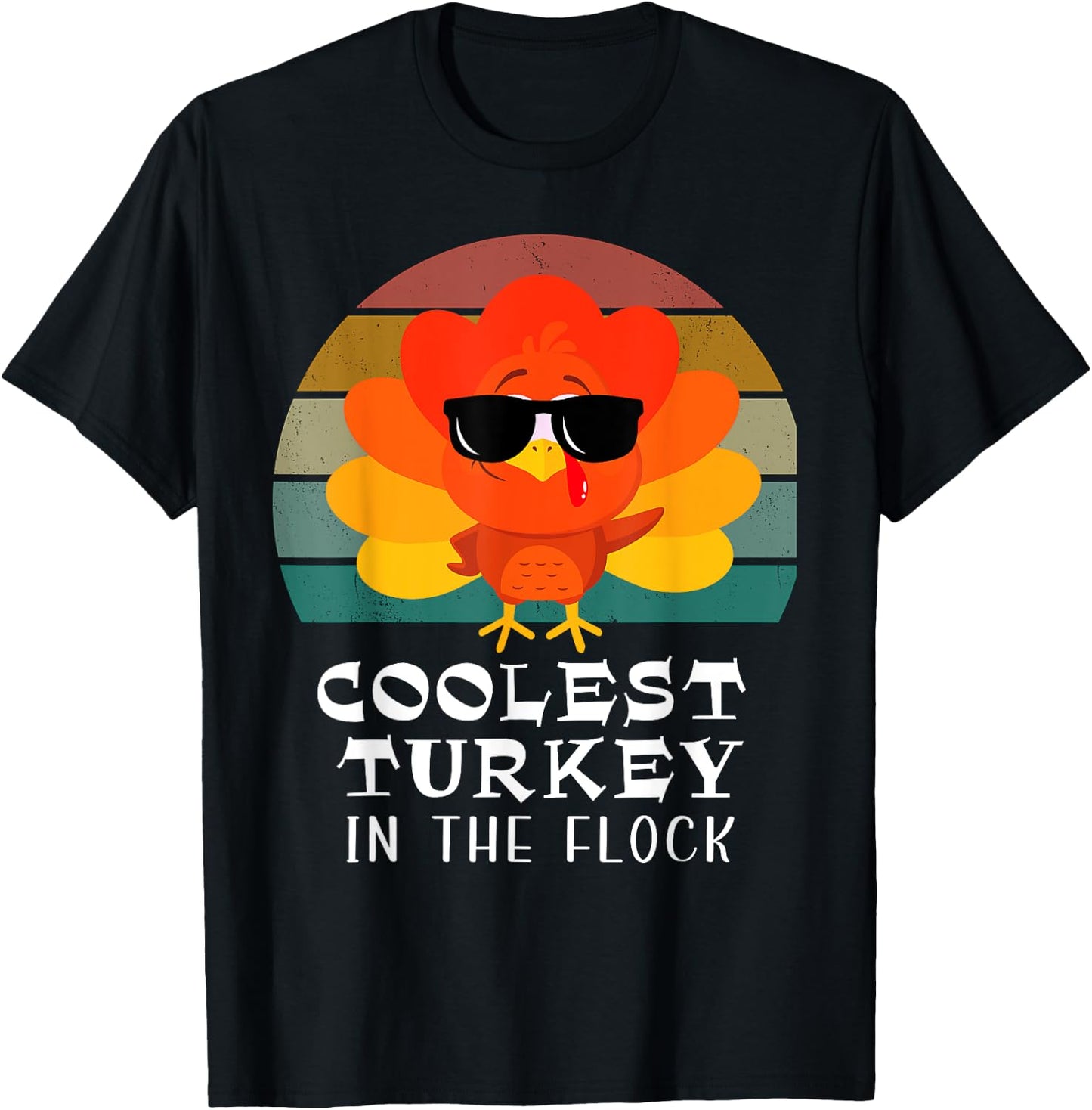 Coolest Turkey In the Flock Toddler Boys Thanksgiving T-Shirt - T-Shirt | Black