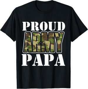 Proud Army Papa Father's Day T-Shirt - T-Shirt | Black