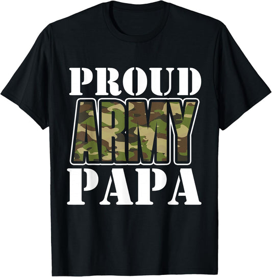 Proud Army Papa Father's Day T-Shirt - T-Shirt | Black