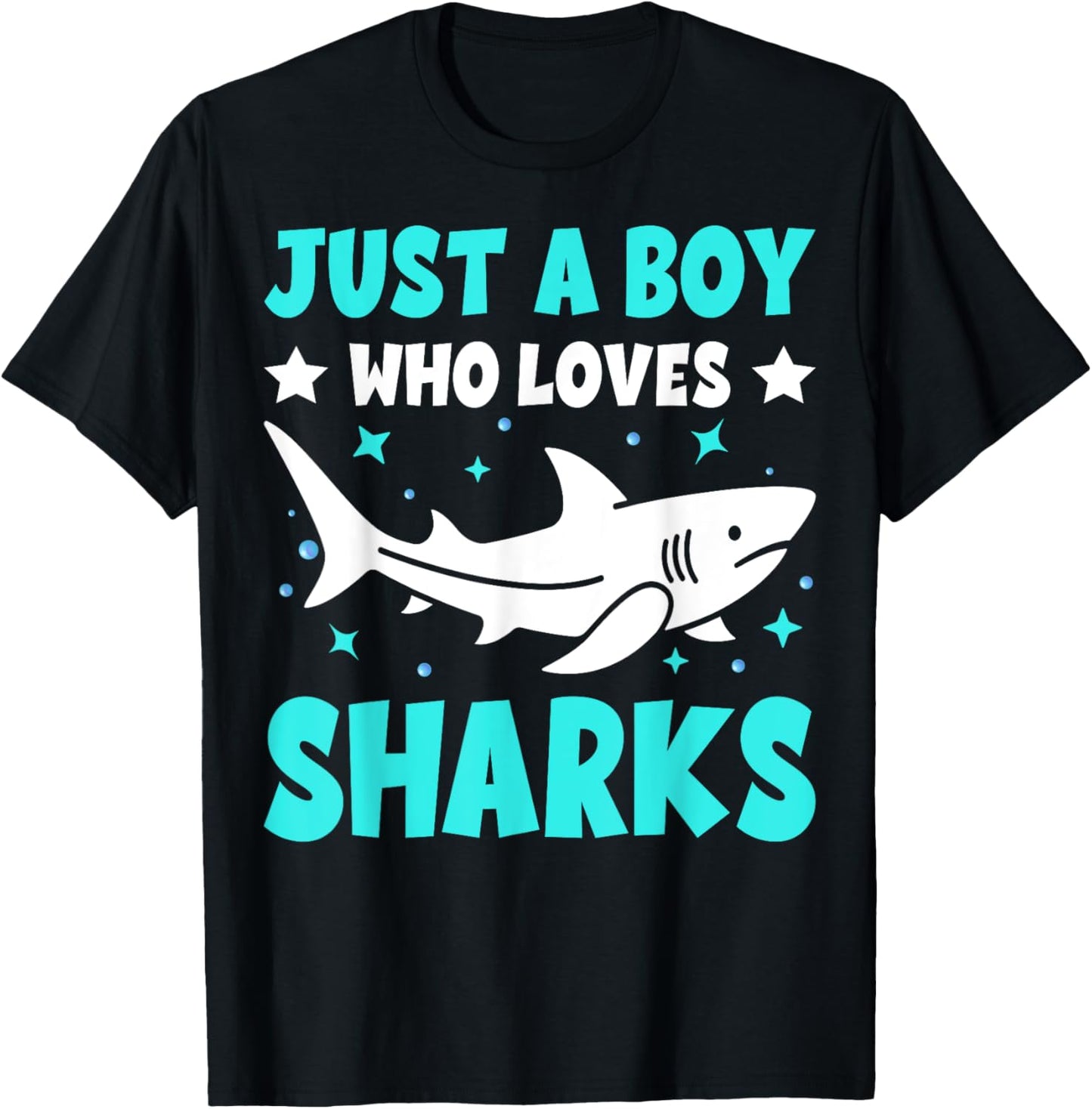 Just A Boy Who Loves Sharks Cute Sharks Lover Kids Gifts T-Shirt - T-Shirt | Black