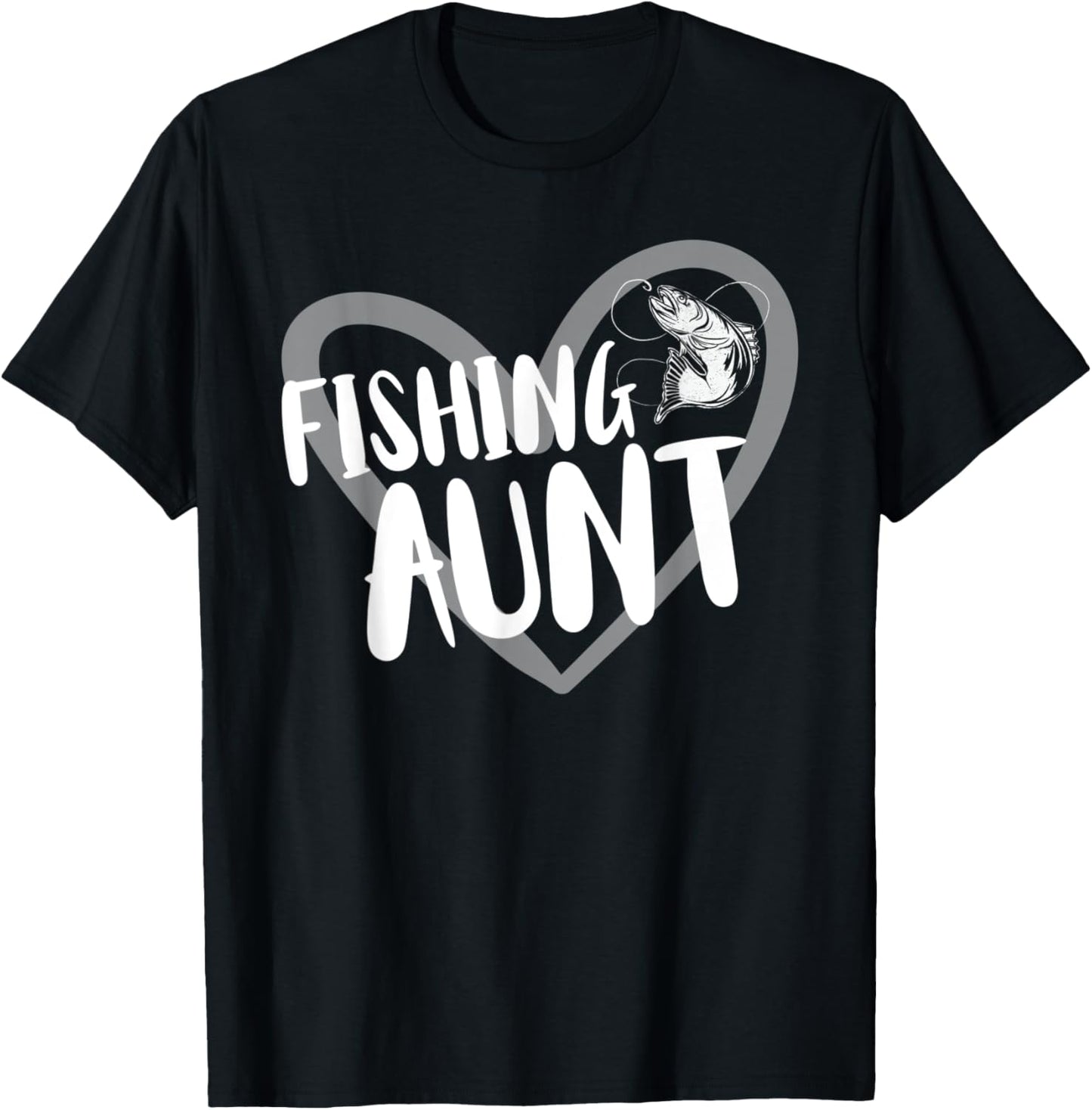 Funny Fishing Aunt Heart T-Shirt - T-Shirt | Black