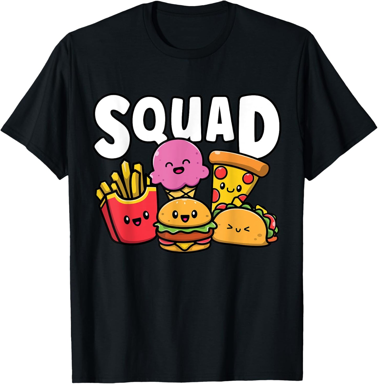 Junk Food Squad Cute Funny Fast Food Lover Foodie T-Shirt - T-Shirt | Black