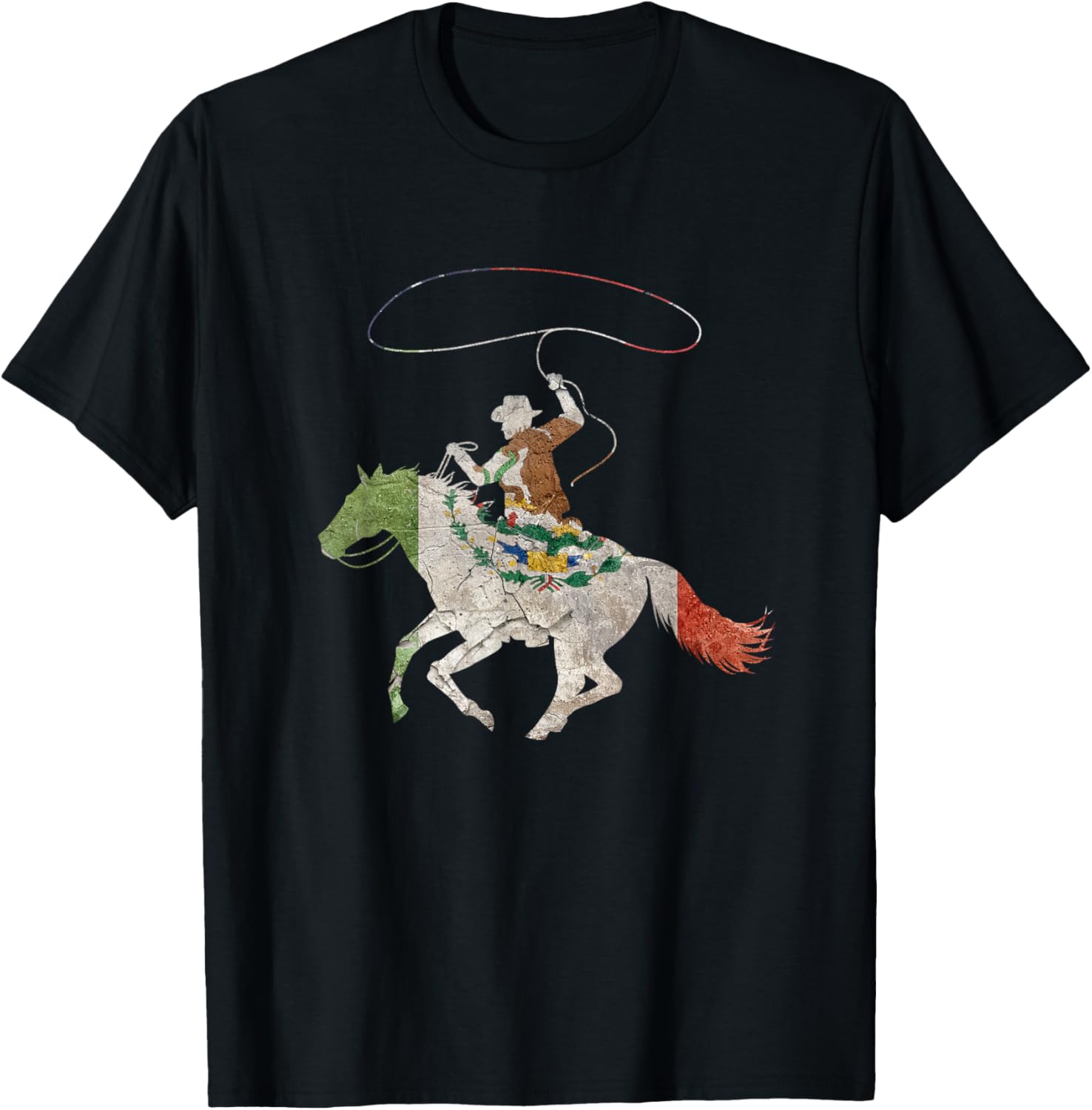 Mexican Cowboy Vaquero Horse Rider Western Lasso Rancher T-Shirt - T-Shirt | Black
