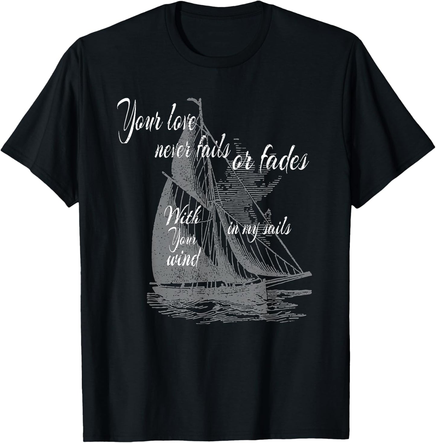 Build A Boat Christian Worship Vintage Sail boat T-Shirt - T-Shirt | Black