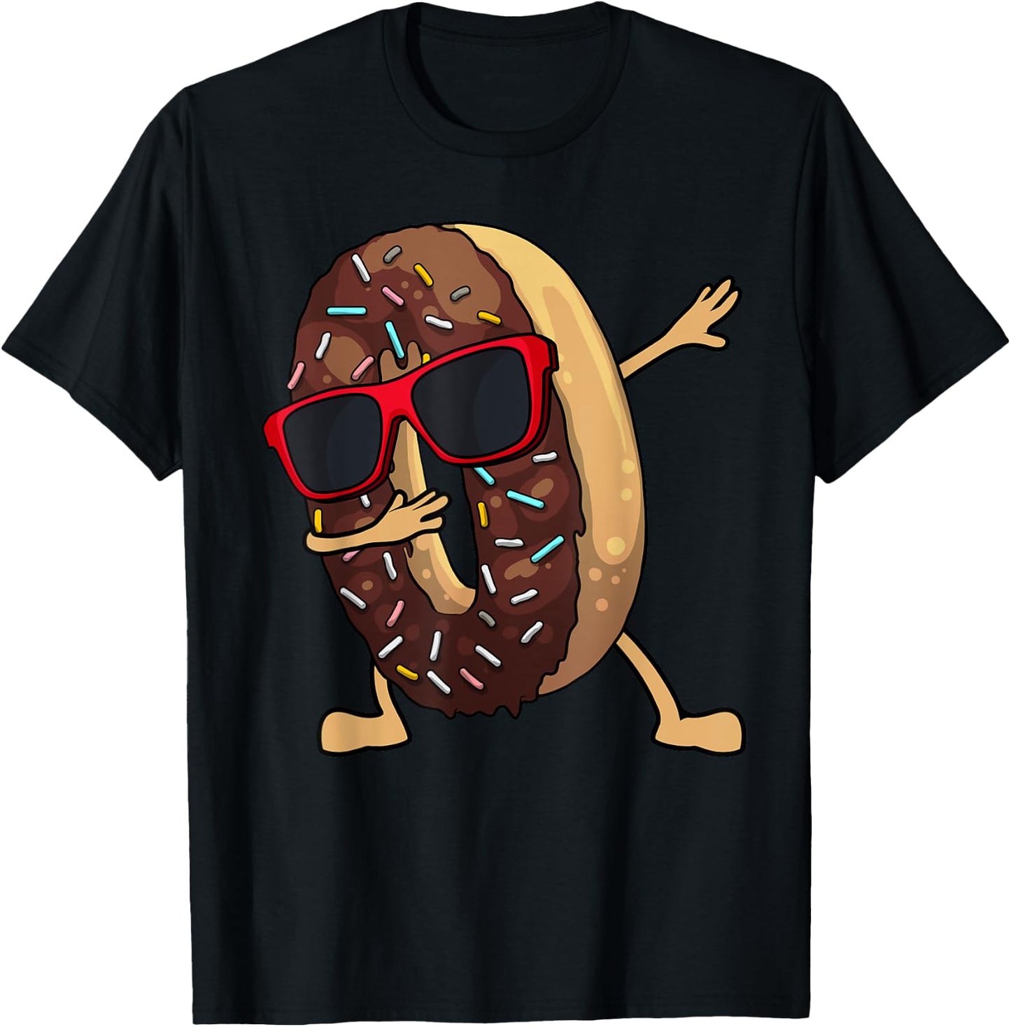 Funny Dabbing Donut Art Women Kids Youth Donut Lover T-Shirt - T-Shirt | Black