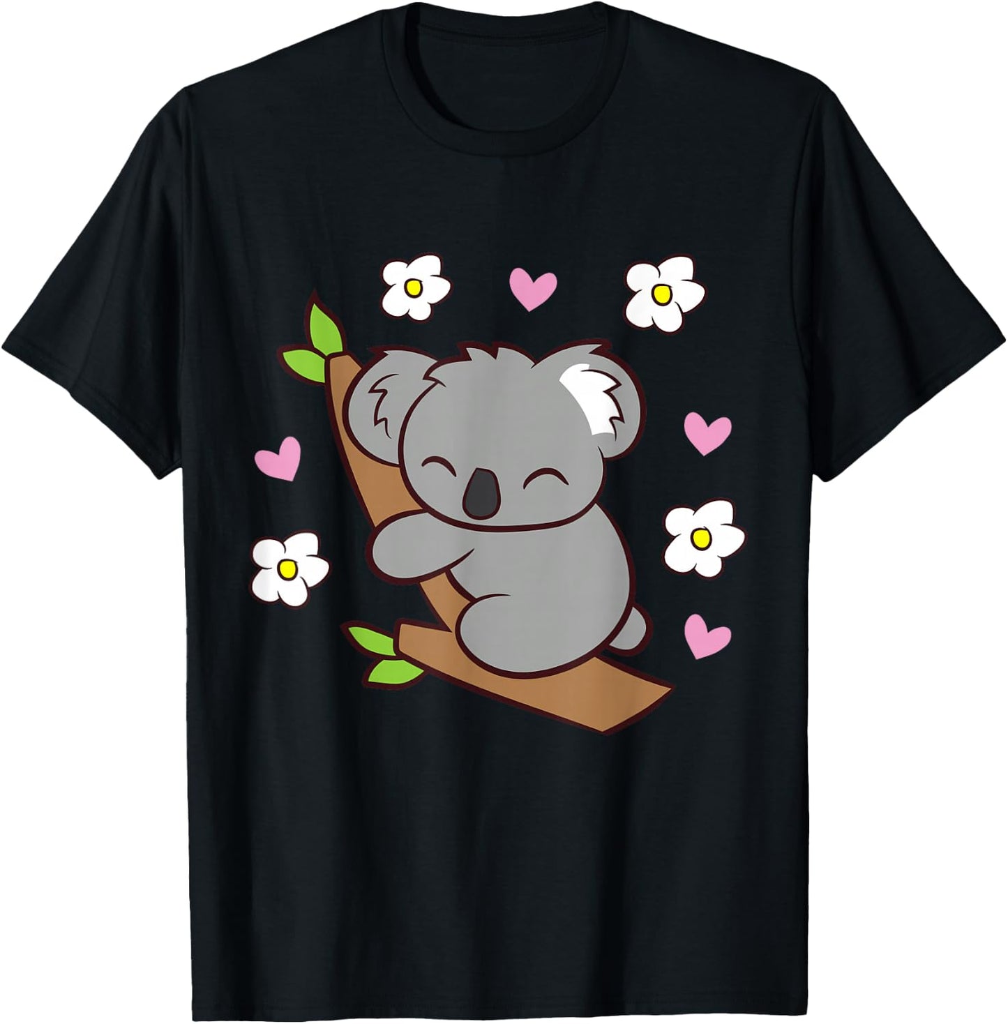 Koala Cute Koala Bear with Flowers Australia Koala T-Shirt - T-Shirt | Black