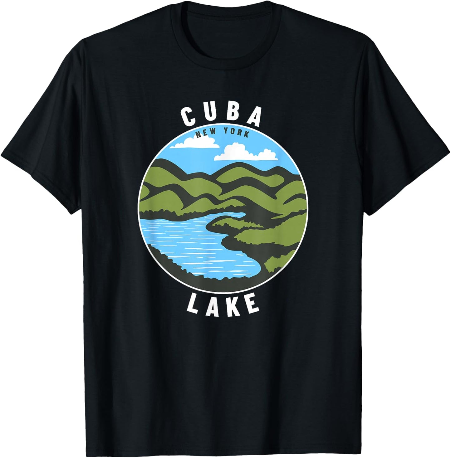 Cuba Lake New York NY Badge Souvenir Vacation T-Shirt - T-Shirt | Black
