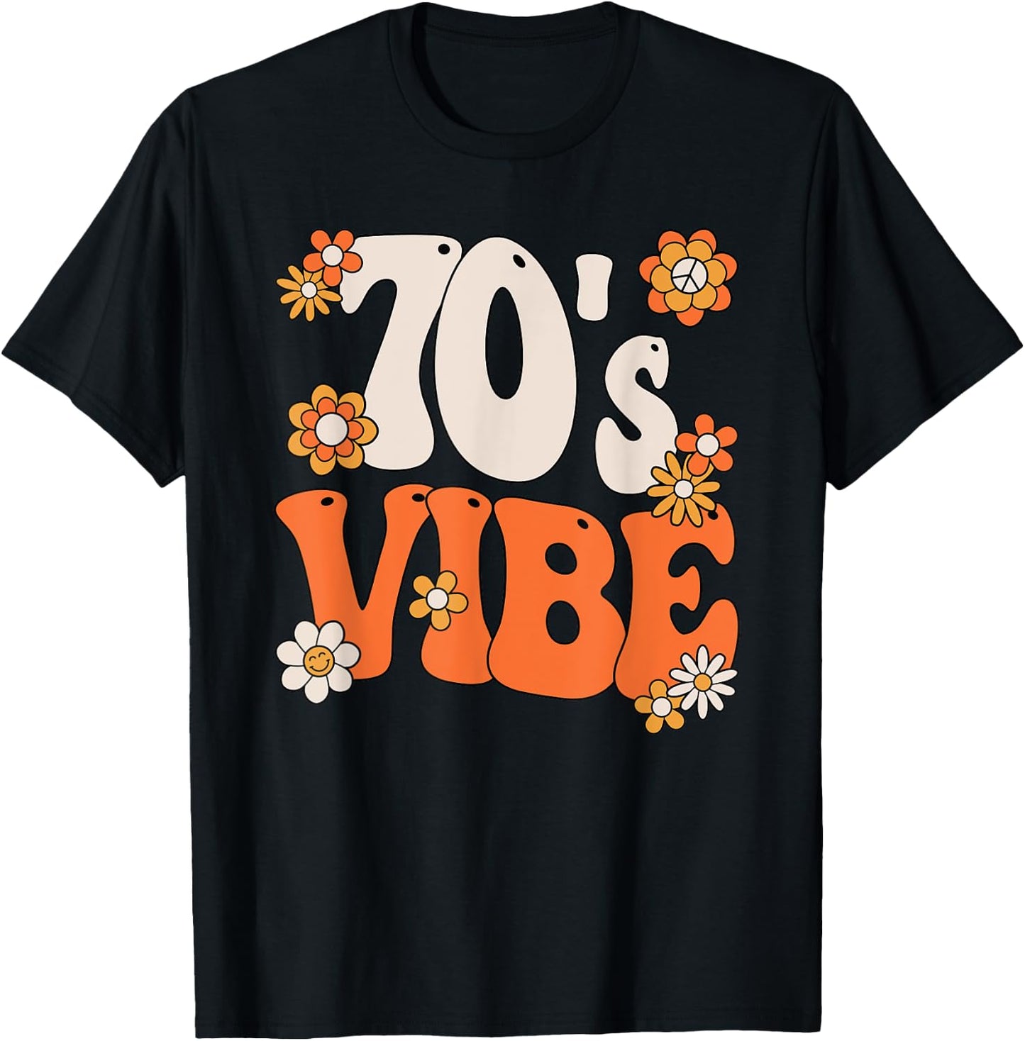 70s Vibe Costume 70s Party Outfit Groovy Hippie Peace Retro T-Shirt - T-Shirt | Black